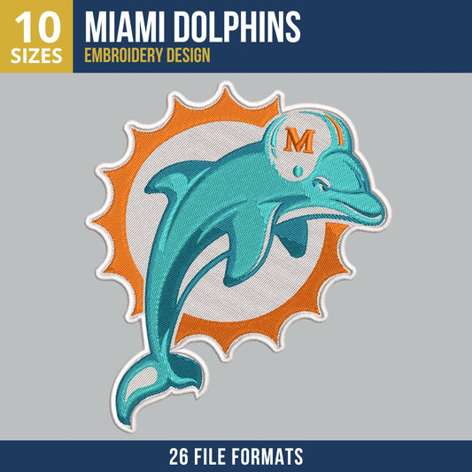 Miami Dolphins Classic Primary Logo Embroidery Design