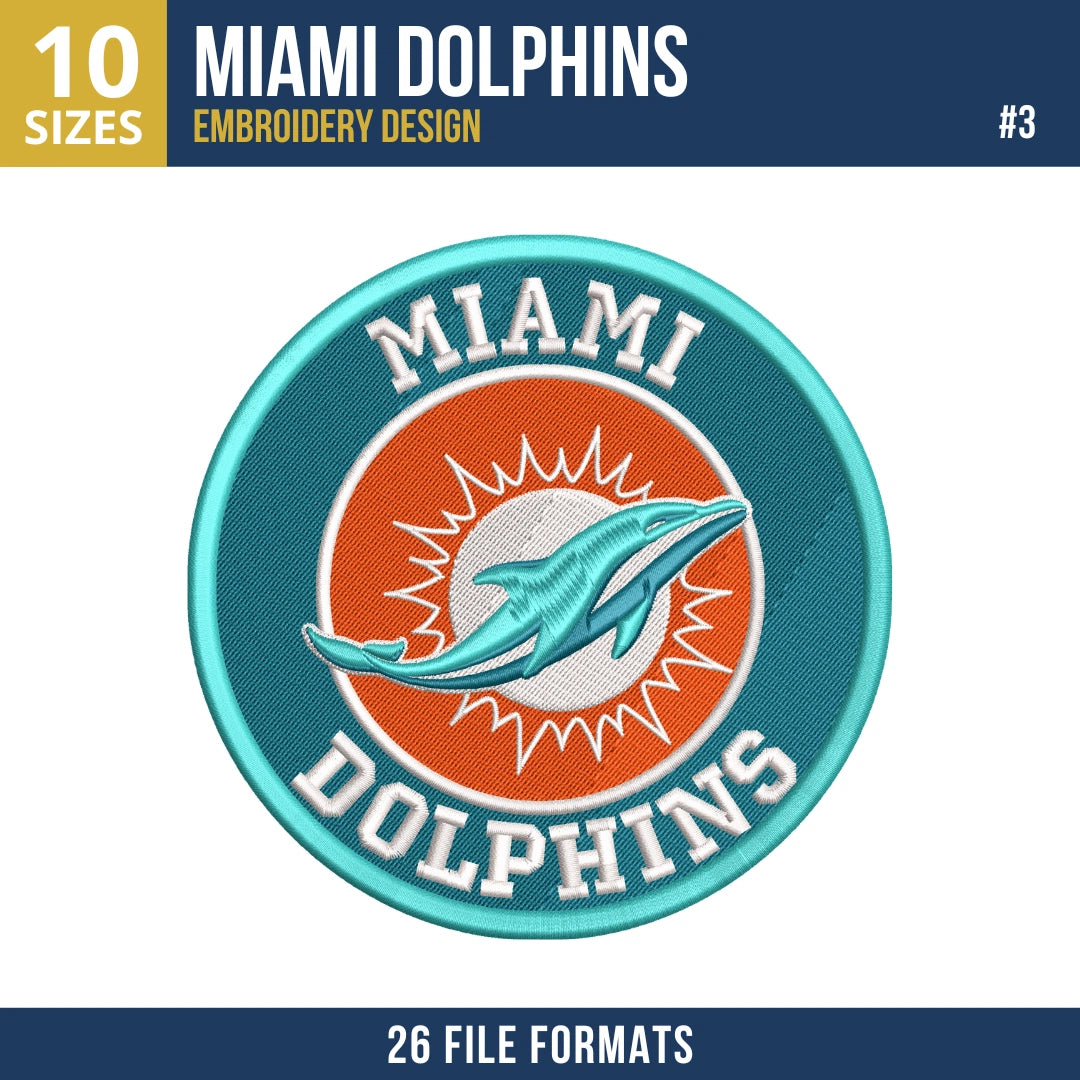 Miami Dolphins Embroidery Bundle | 6 NFL Designs