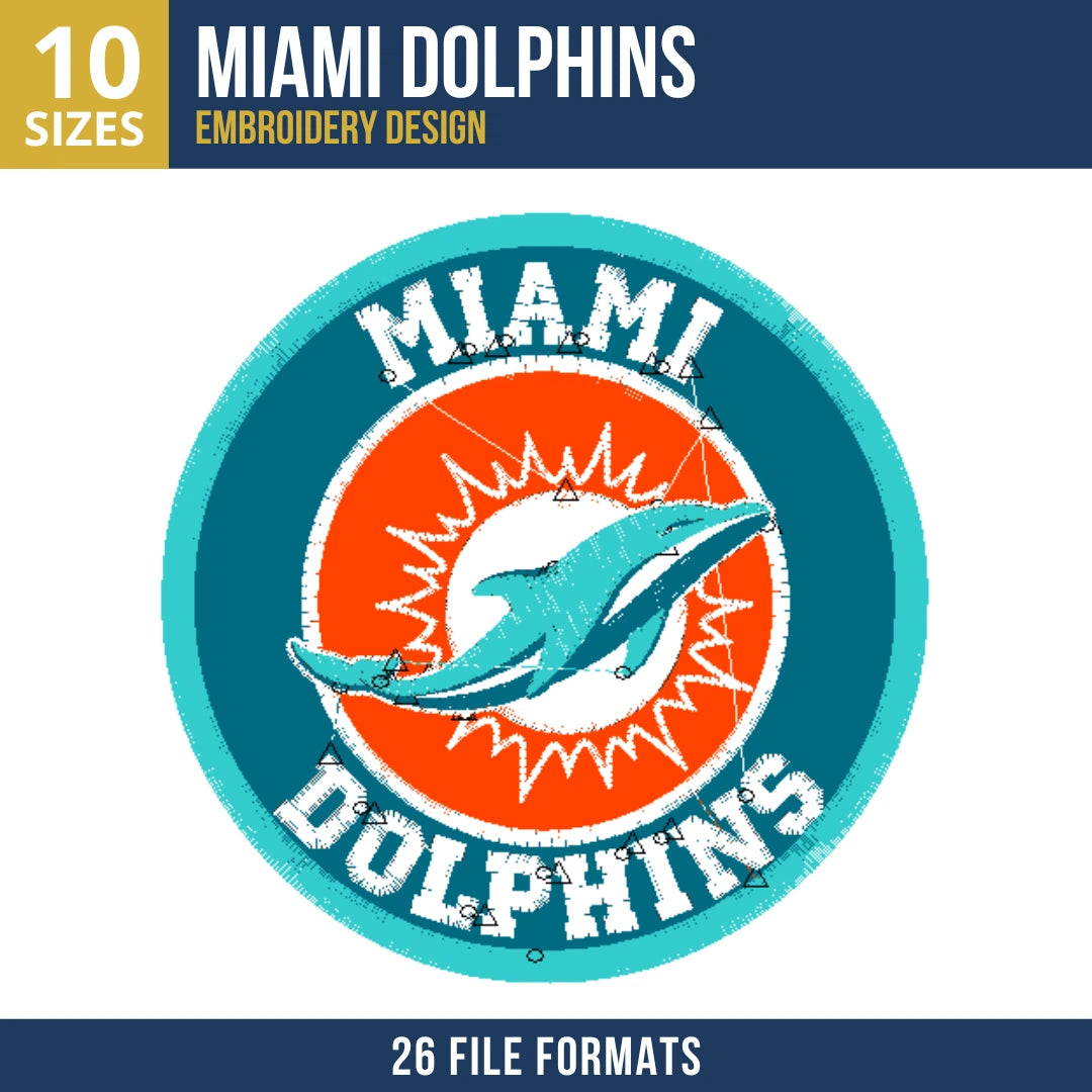 Miami Dolphins Circular Badge Embroidery Design
