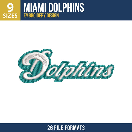 Miami Dolphins Retro Script Wordmark Embroidery Design