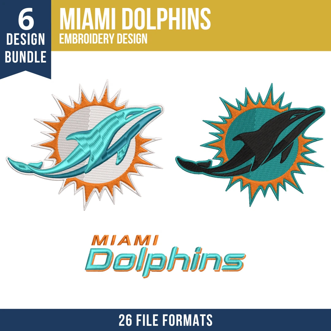 Miami Dolphins Embroidery Bundle | 6 NFL Designs