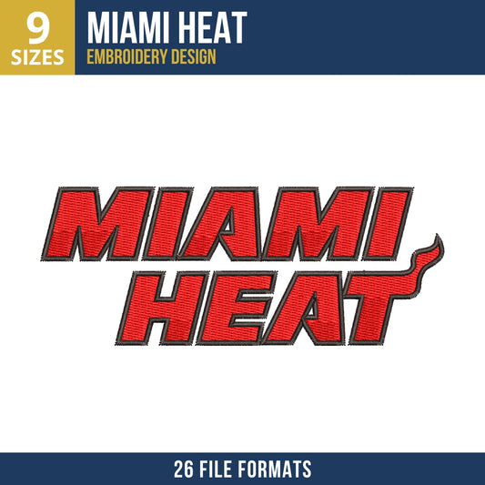 Miami Heat Stacked Wordmark Embroidery Design