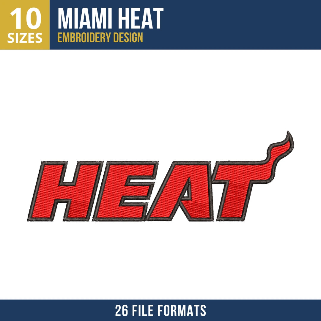 Miami Heat Wordmark Machine Embroidery Design