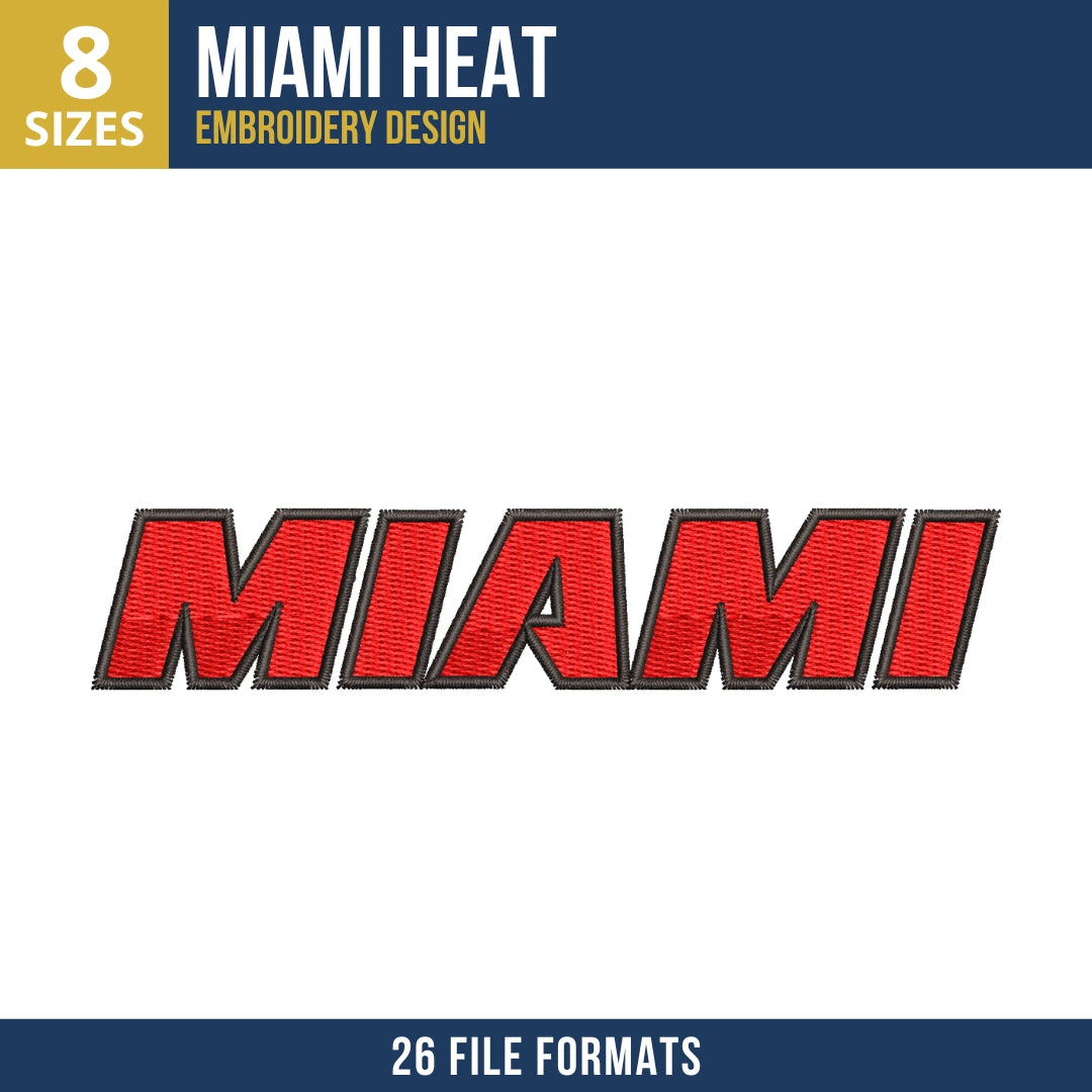 Miami Heat Wordmark Embroidery Design