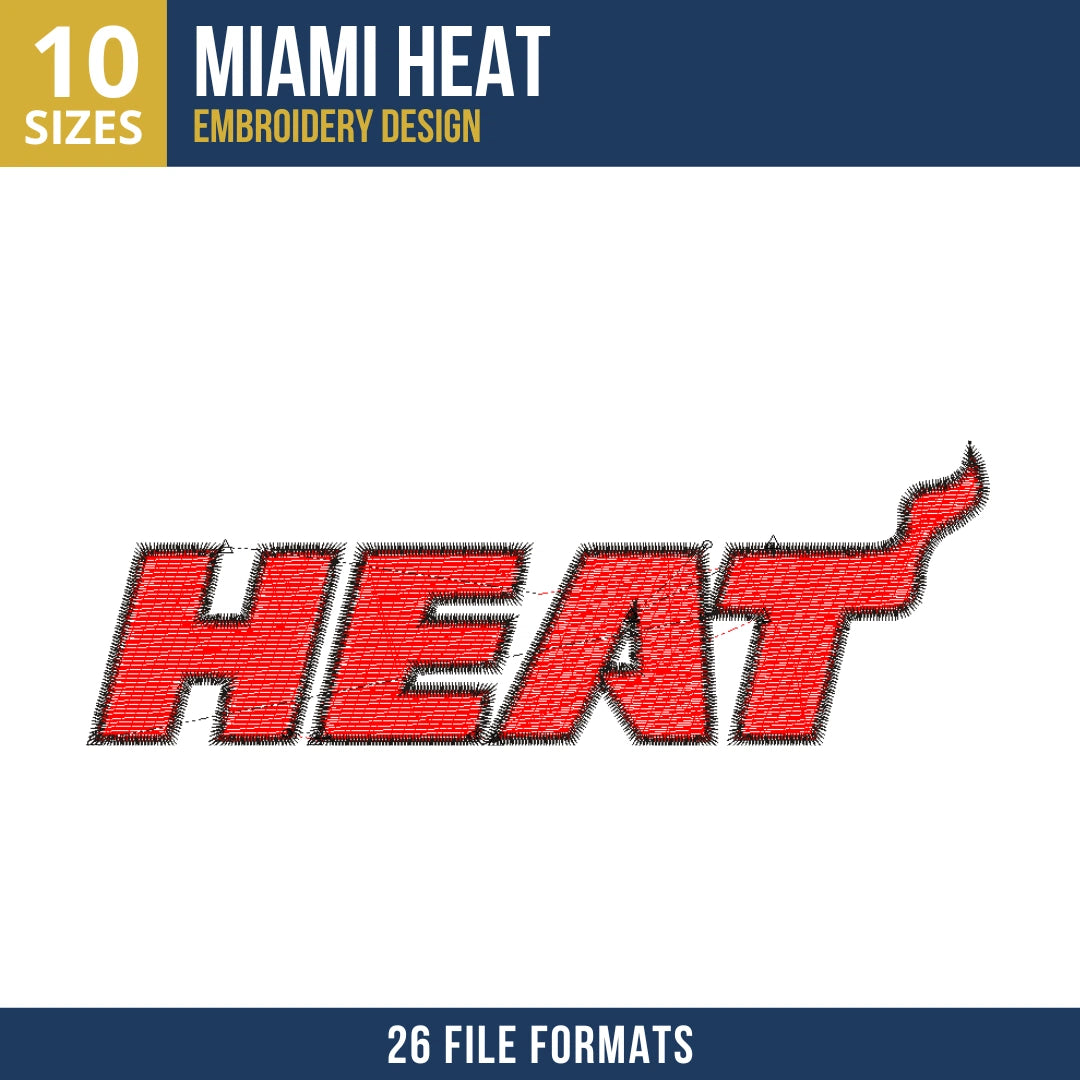 Miami Heat Wordmark Machine Embroidery Design