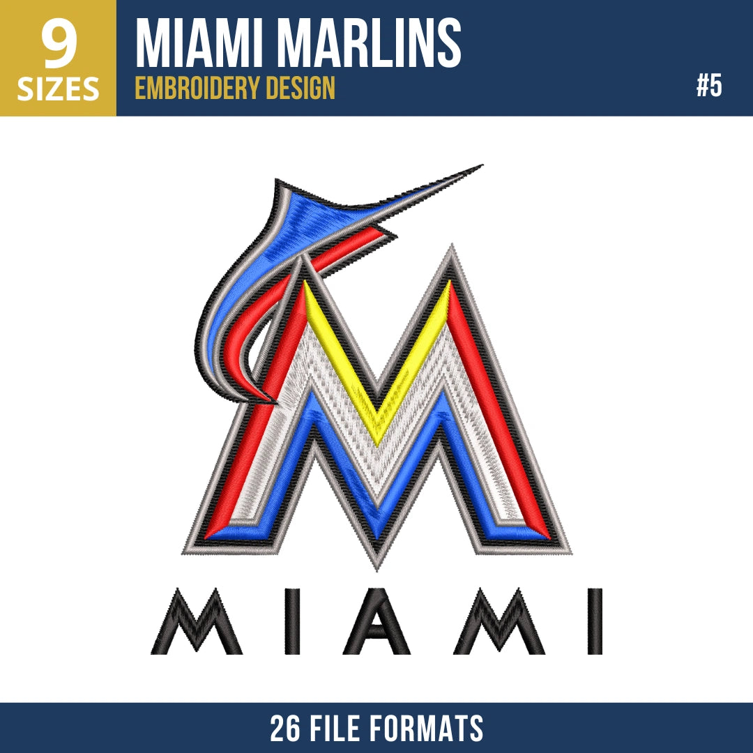 Miami Marlins Embroidery Bundle – 7 Designs, 26 Formats