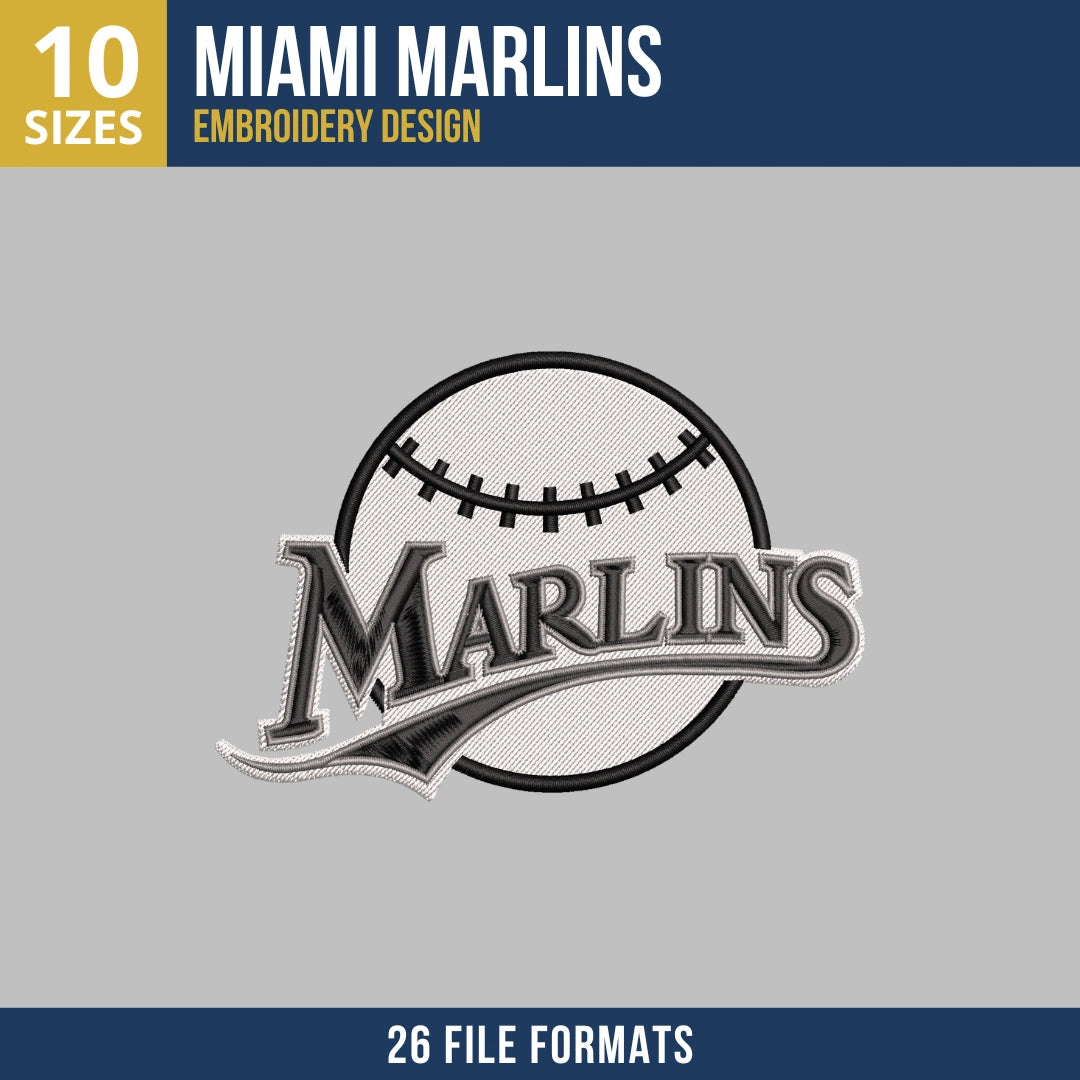 Miami Marlins Heritage Baseball Disc Embroidery Design
