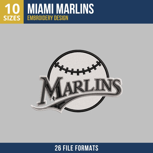 Miami Marlins Heritage Baseball Disc Embroidery Design