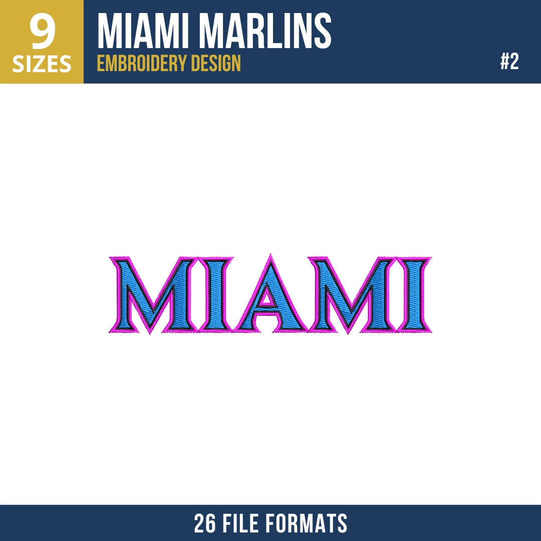 Miami Marlins Embroidery Bundle – 7 Designs, 26 Formats