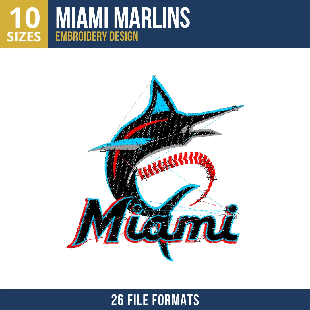 Miami Marlins Primary Logo Embroidery Design