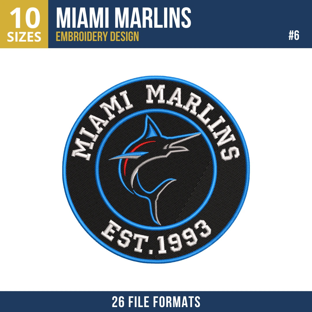 Miami Marlins Embroidery Bundle – 7 Designs, 26 Formats