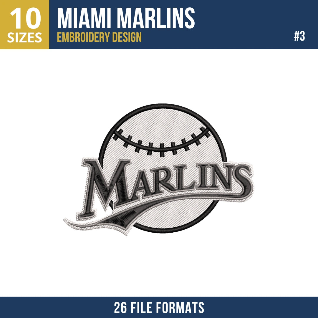 Miami Marlins Embroidery Bundle – 7 Designs, 26 Formats