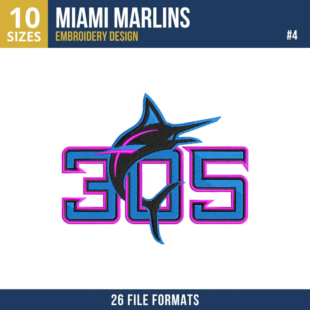 Miami Marlins Embroidery Bundle – 7 Designs, 26 Formats