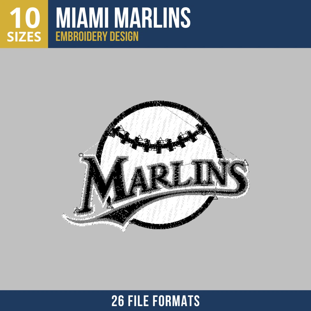 Miami Marlins Heritage Baseball Disc Embroidery Design