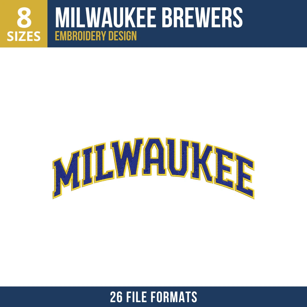 Milwaukee Brewers Arched Wordmark Embroidery Design