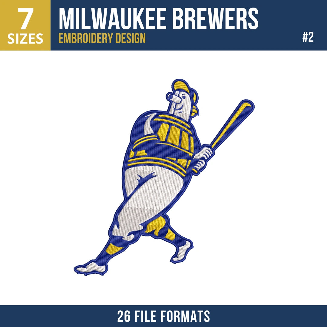 Milwaukee Brewers Embroidery Bundle – 10 Designs, 26 Formats