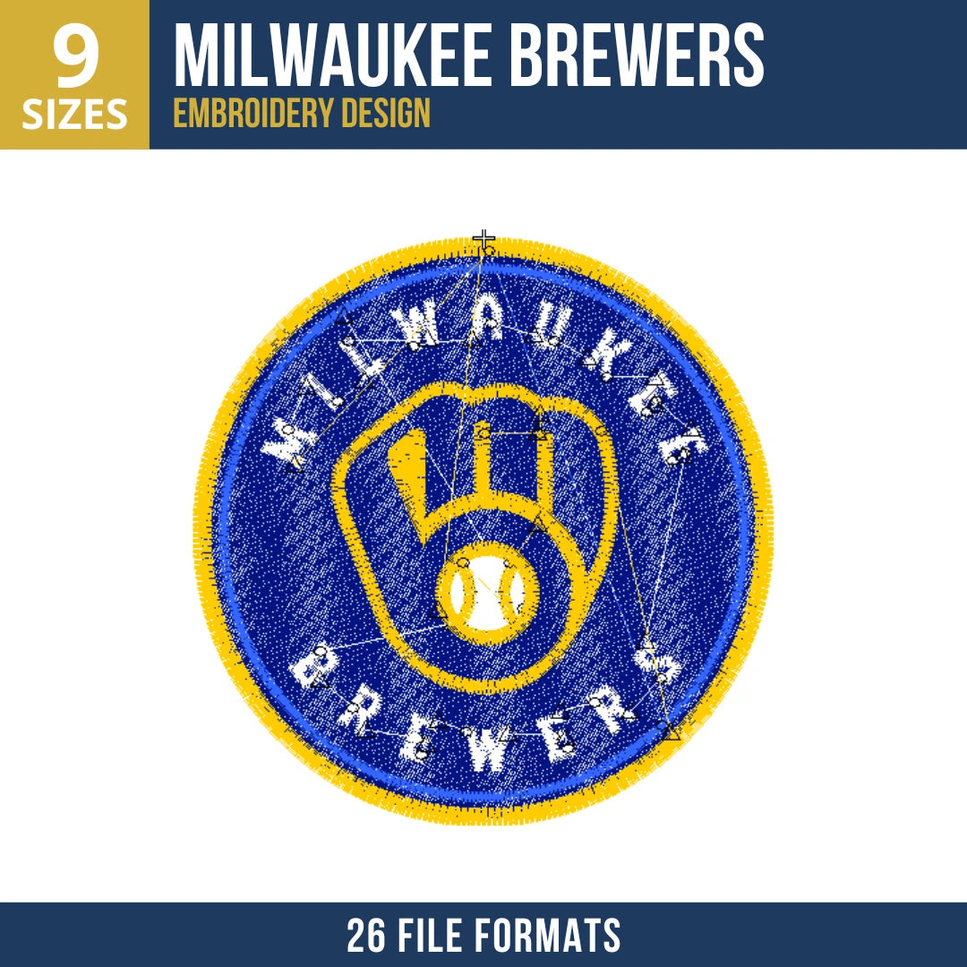 Milwaukee Brewers Circular Badge Embroidery Design