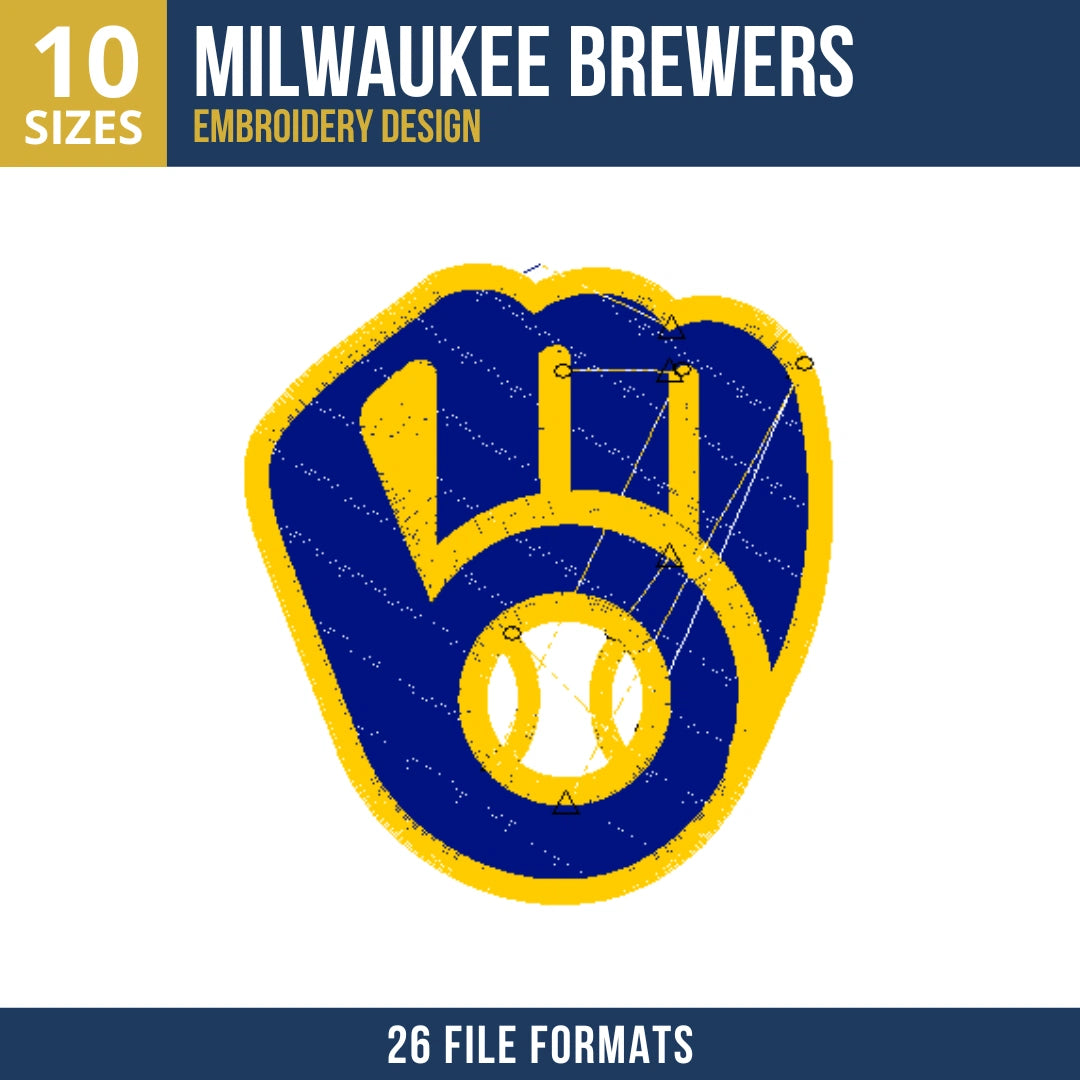 Milwaukee Brewers Glove and Ball Embroidery Design