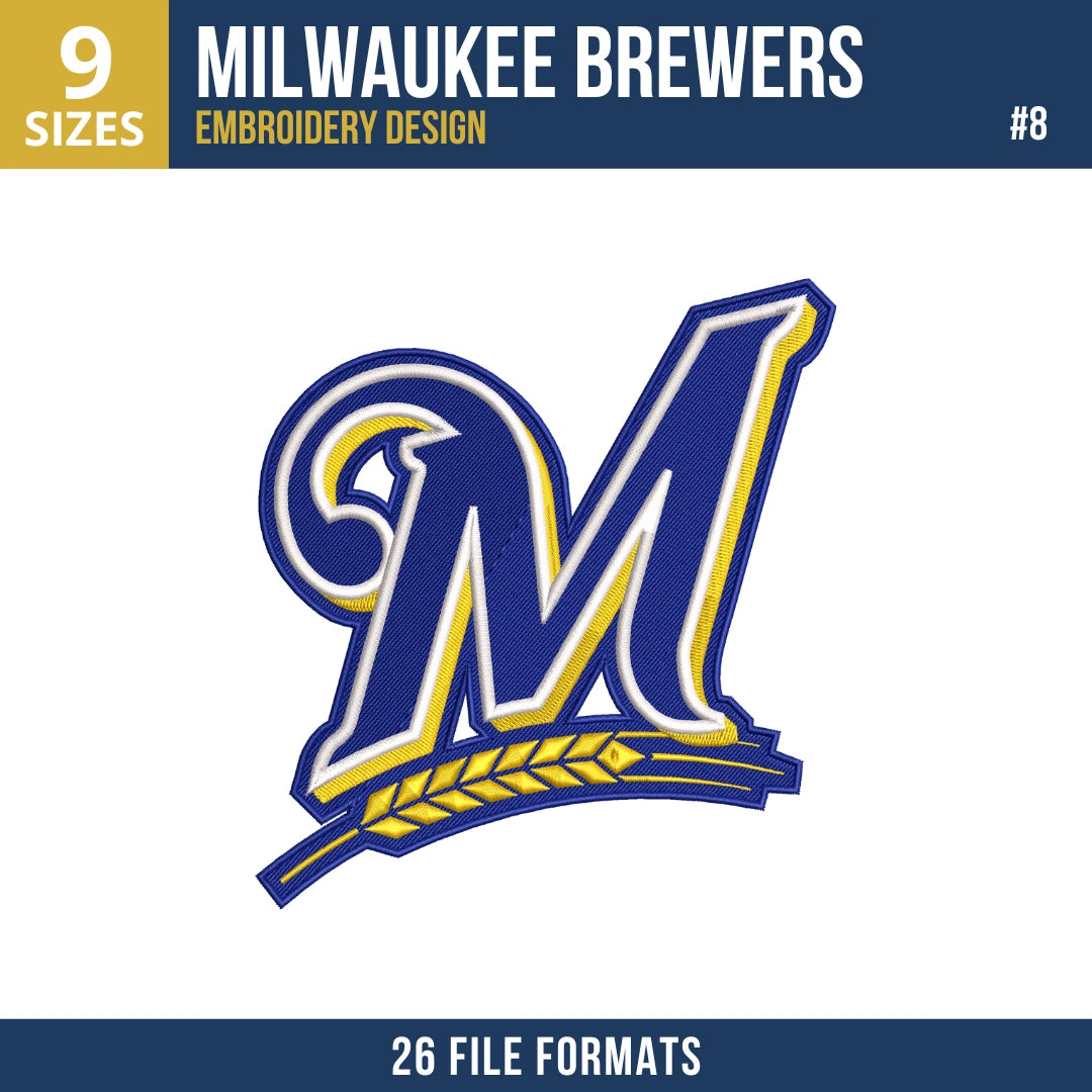 Milwaukee Brewers Embroidery Bundle – 10 Designs, 26 Formats