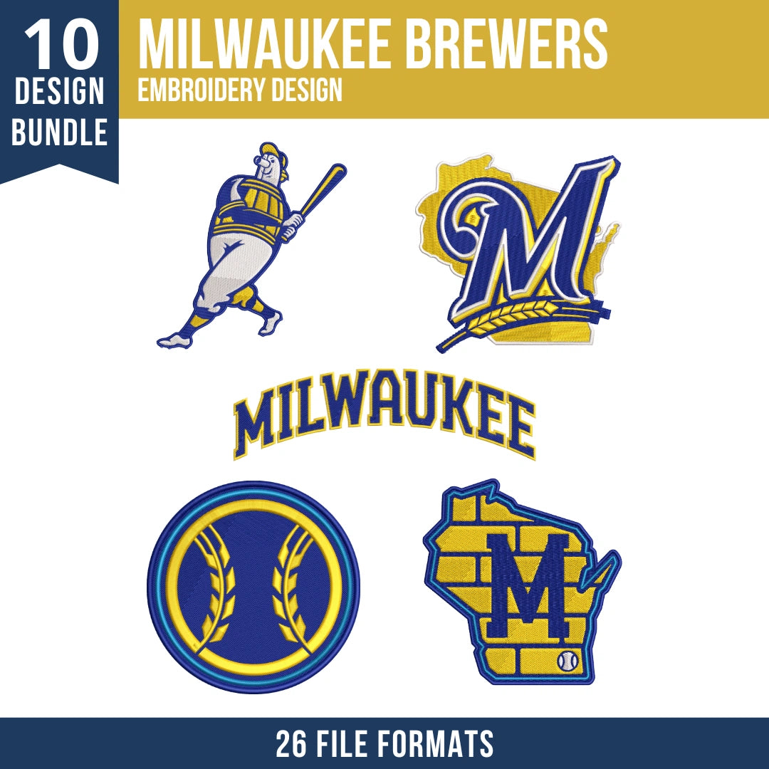Milwaukee Brewers Embroidery Bundle – 10 Designs, 26 Formats