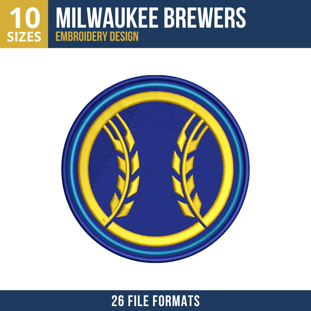 Milwaukee Brewers Wheat Disc Badge Embroidery Design
