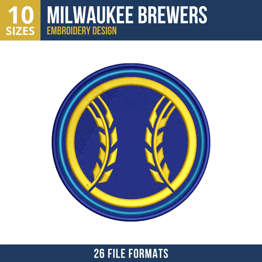 Milwaukee Brewers Wheat Disc Badge Embroidery Design