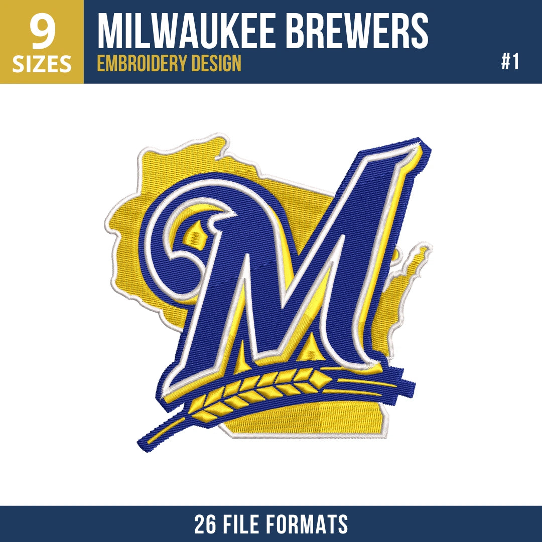 Milwaukee Brewers Embroidery Bundle – 10 Designs, 26 Formats