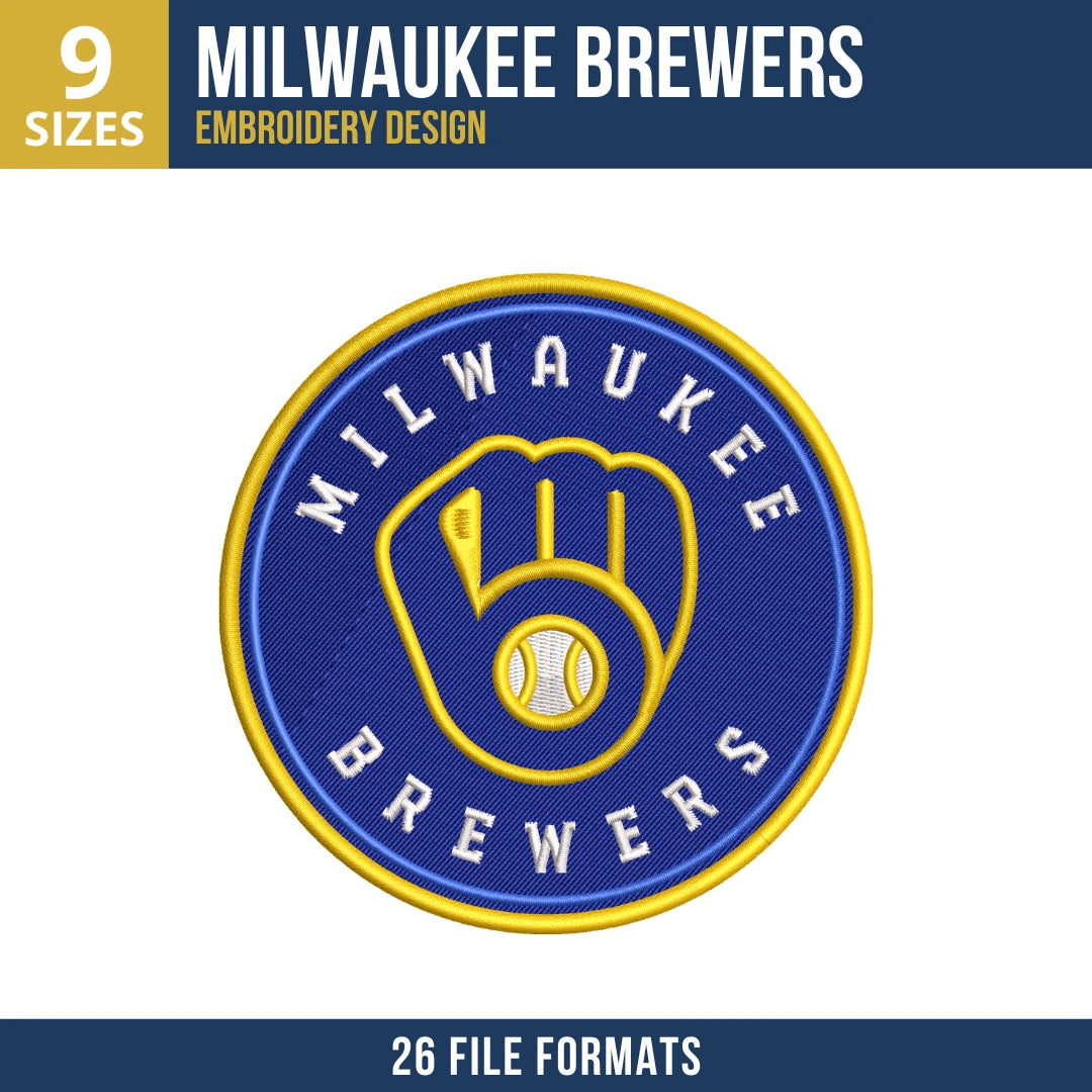 Milwaukee Brewers Circular Badge Embroidery Design
