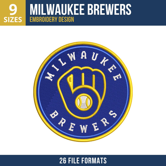 Milwaukee Brewers Circular Badge Embroidery Design