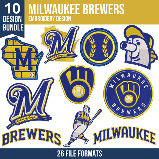 Milwaukee Brewers Embroidery Bundle – 10 Designs, 26 Formats