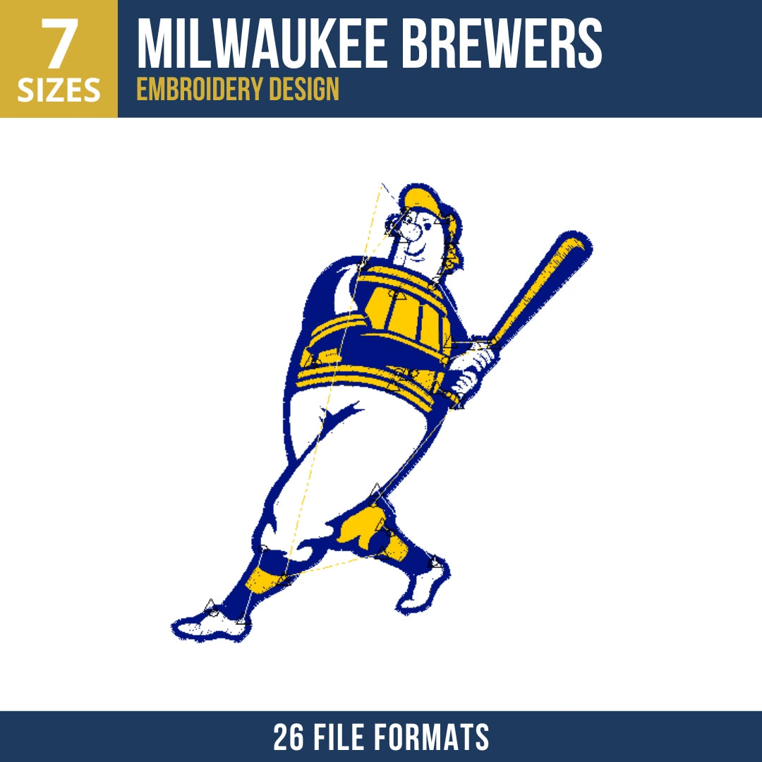 Milwaukee Brewers Bernie Brewer Mascot Embroidery Design