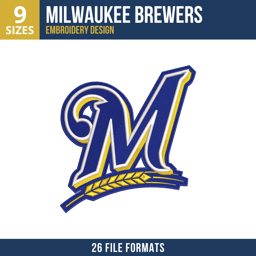 Milwaukee Brewers Primary M Logo Embroidery Design