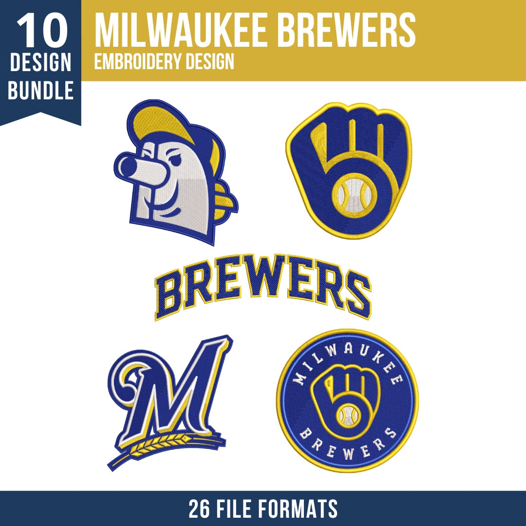 Milwaukee Brewers Embroidery Bundle – 10 Designs, 26 Formats