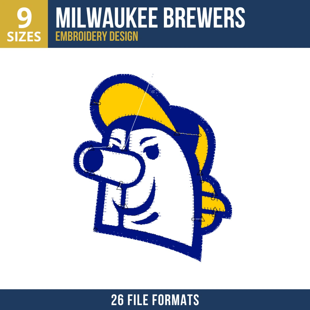 Milwaukee Brewers Bernie Brewer Head Embroidery Design