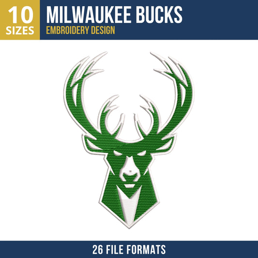 Milwaukee Bucks Deer Head Embroidery Design