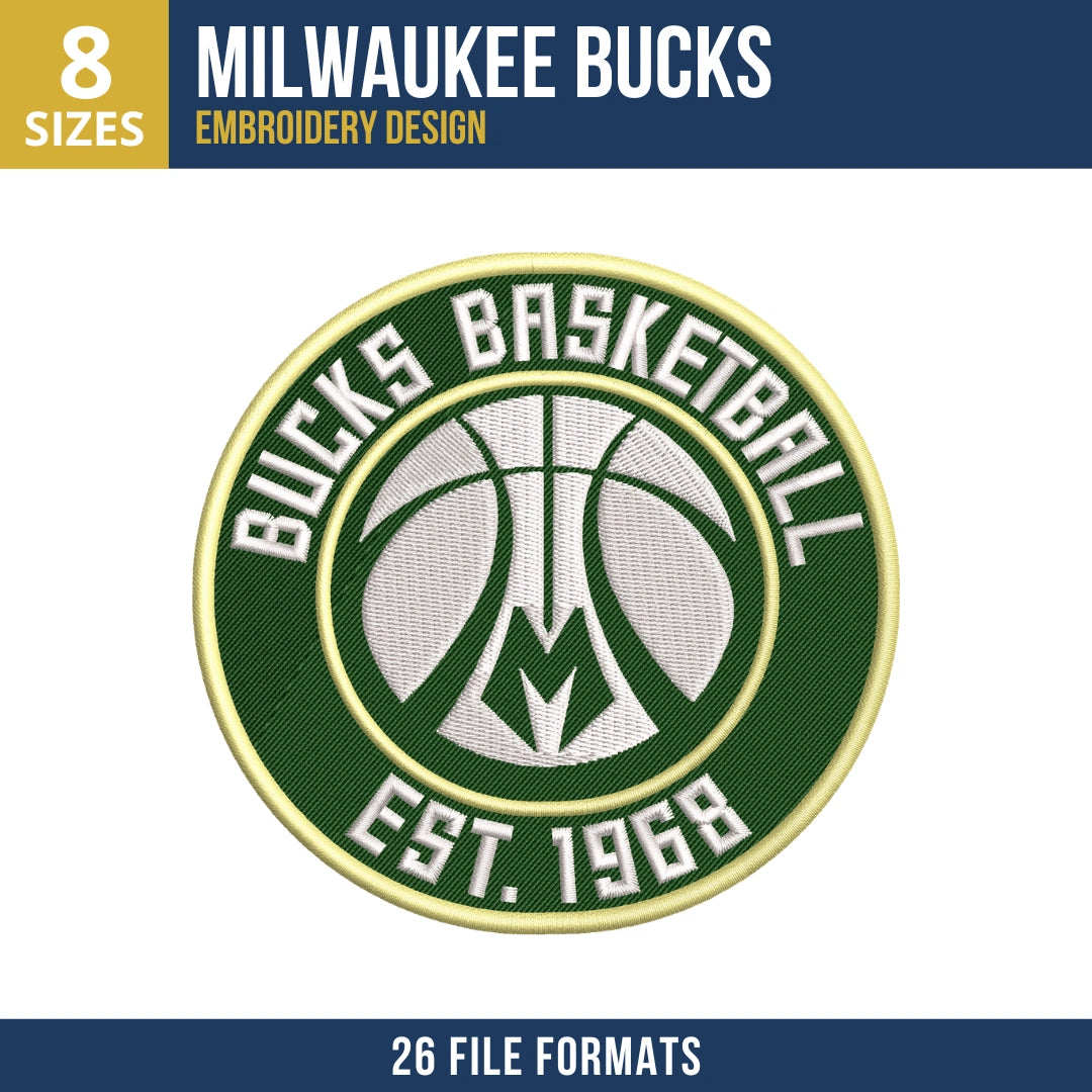 Milwaukee Bucks Badge Embroidery Design