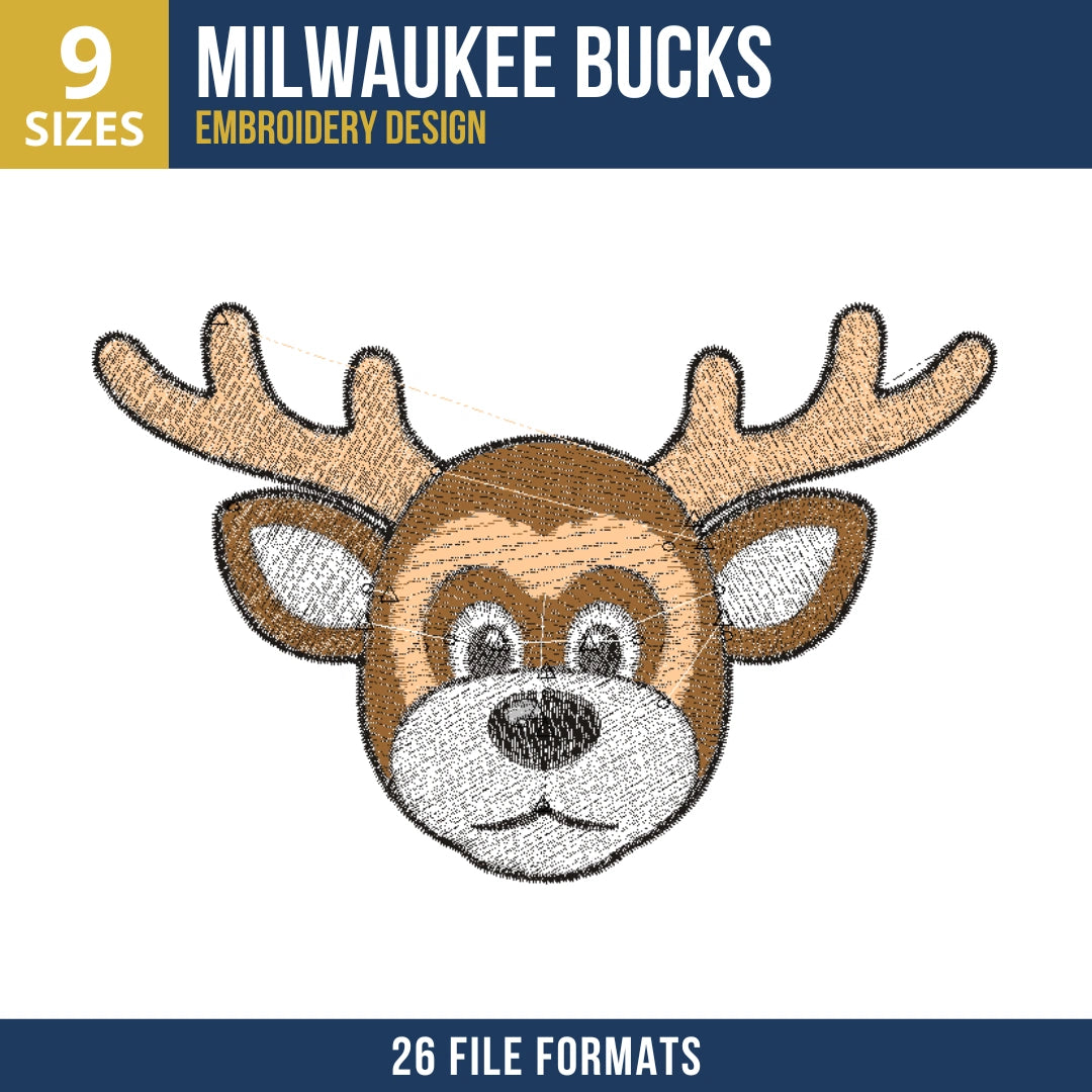 Milwaukee Bucks Mascot Bango the Buck Embroidery Design
