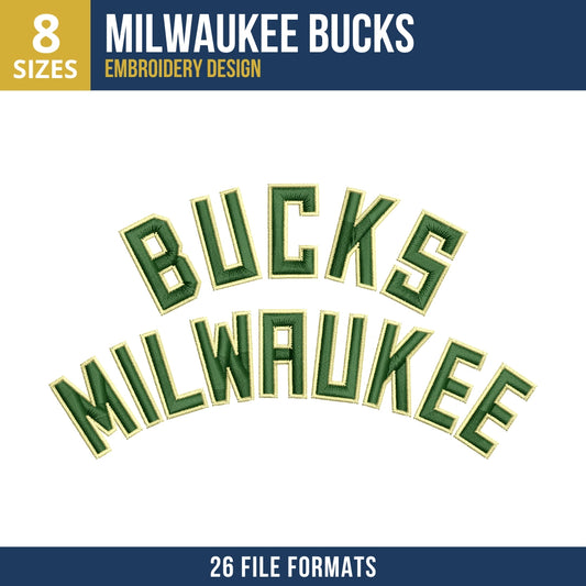 Milwaukee Bucks Wordmark Embroidery Design