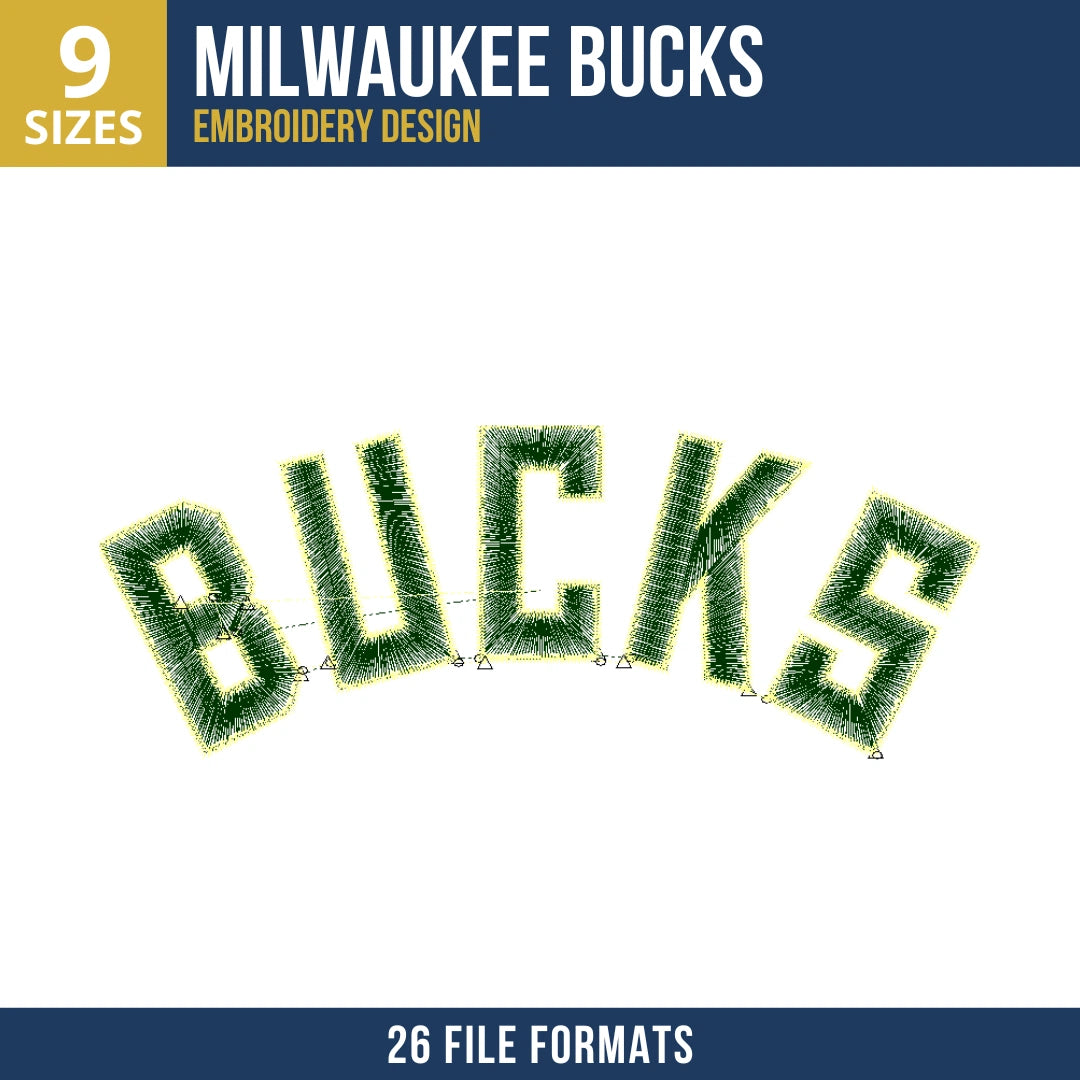 Milwaukee Bucks Arched Wordmark Embroidery Design
