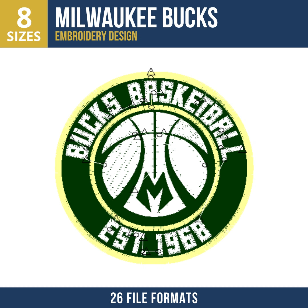 Milwaukee Bucks Badge Embroidery Design