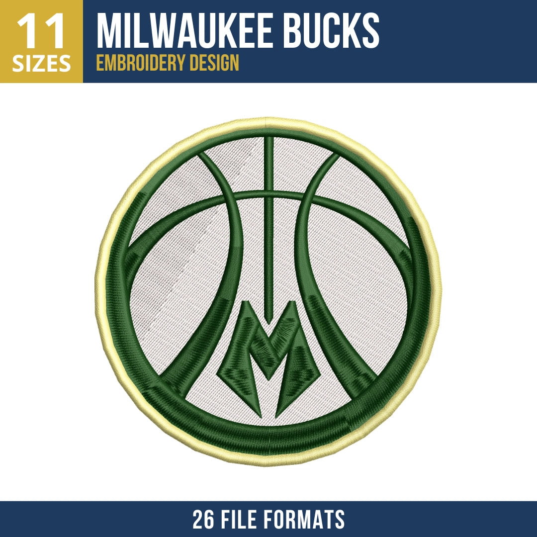 Milwaukee Bucks Logo Basketball Embroidery Design