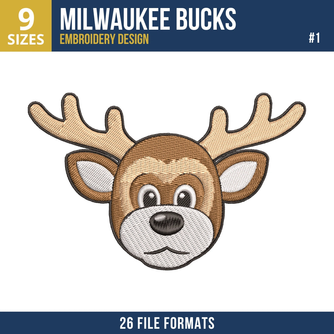 Milwaukee Bucks Embroidery Design Bundle | 9 NBA Logo Files