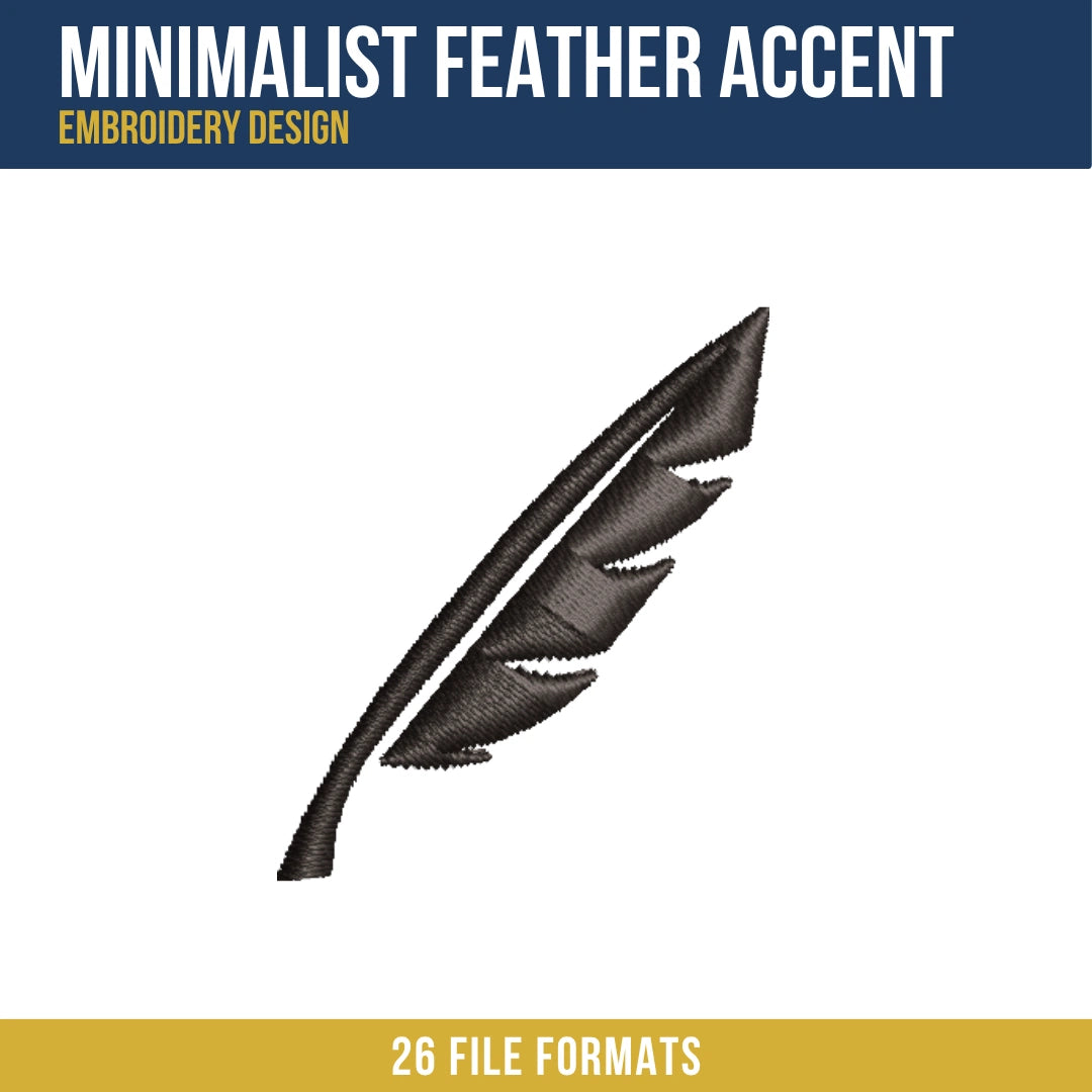 Minimalist Feather Accent Embroidery Design