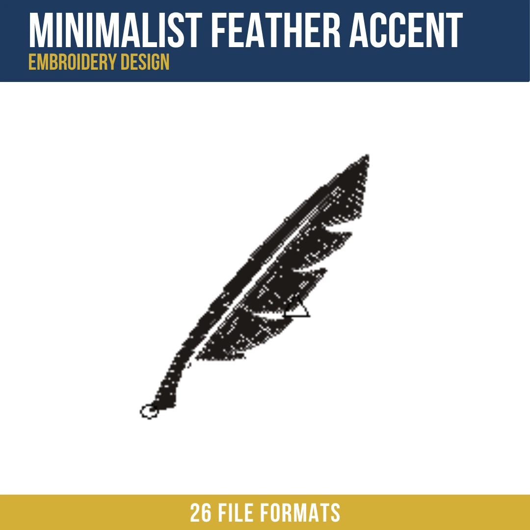 Minimalist Feather Accent Embroidery Design