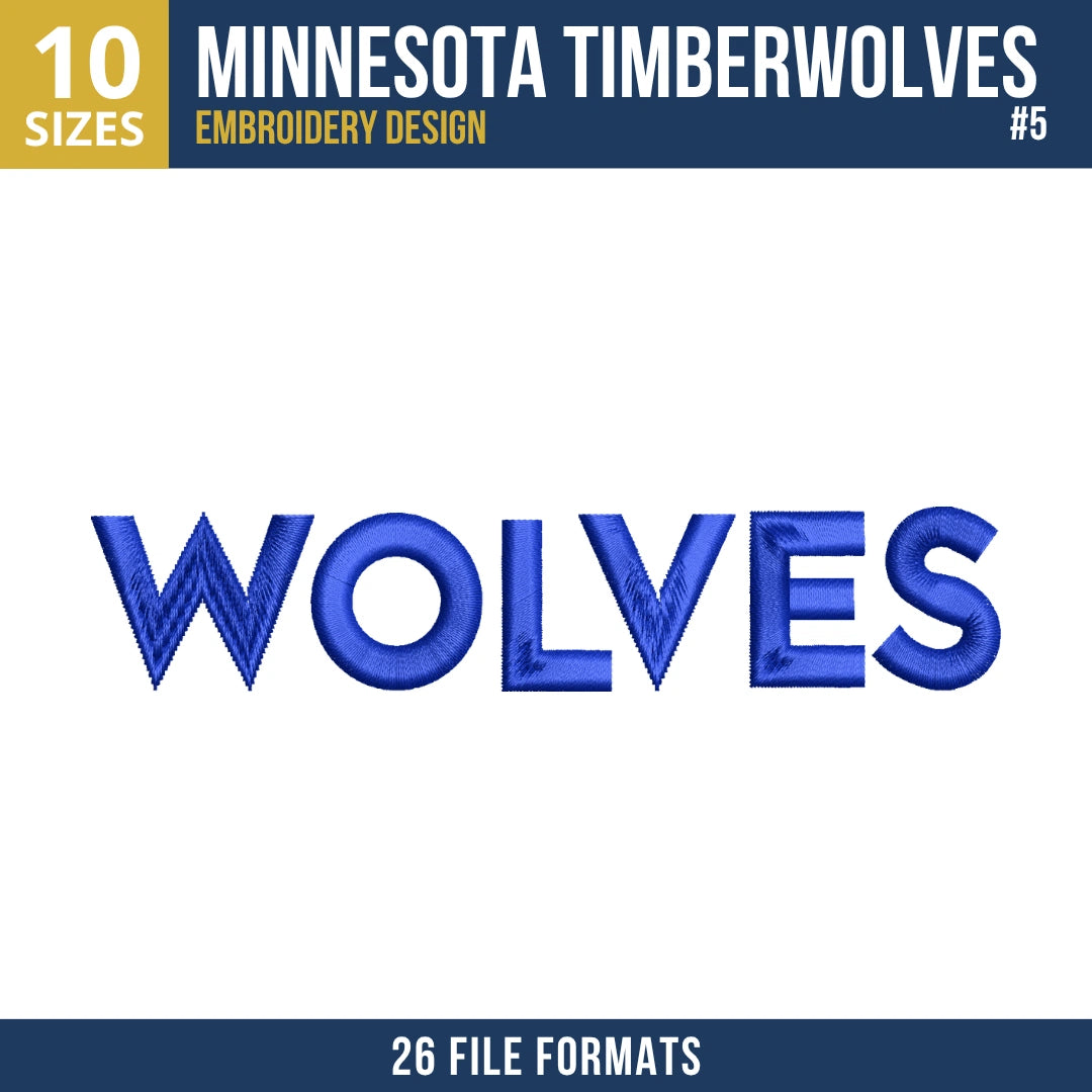 Minnesota Timberwolves Embroidery Design Bundle | 7 NBA Logo Files