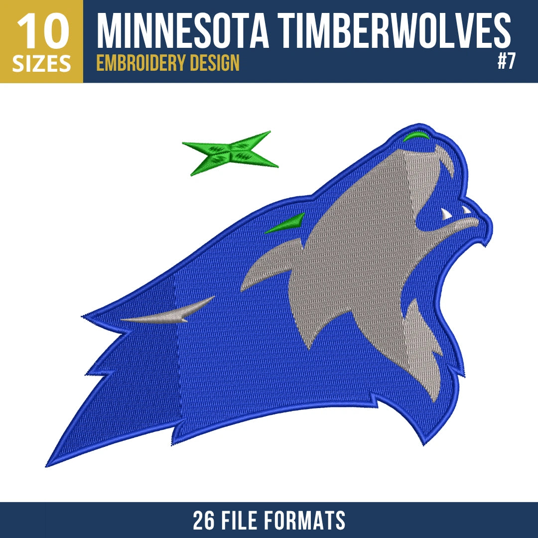 Minnesota Timberwolves Embroidery Design Bundle | 7 NBA Logo Files