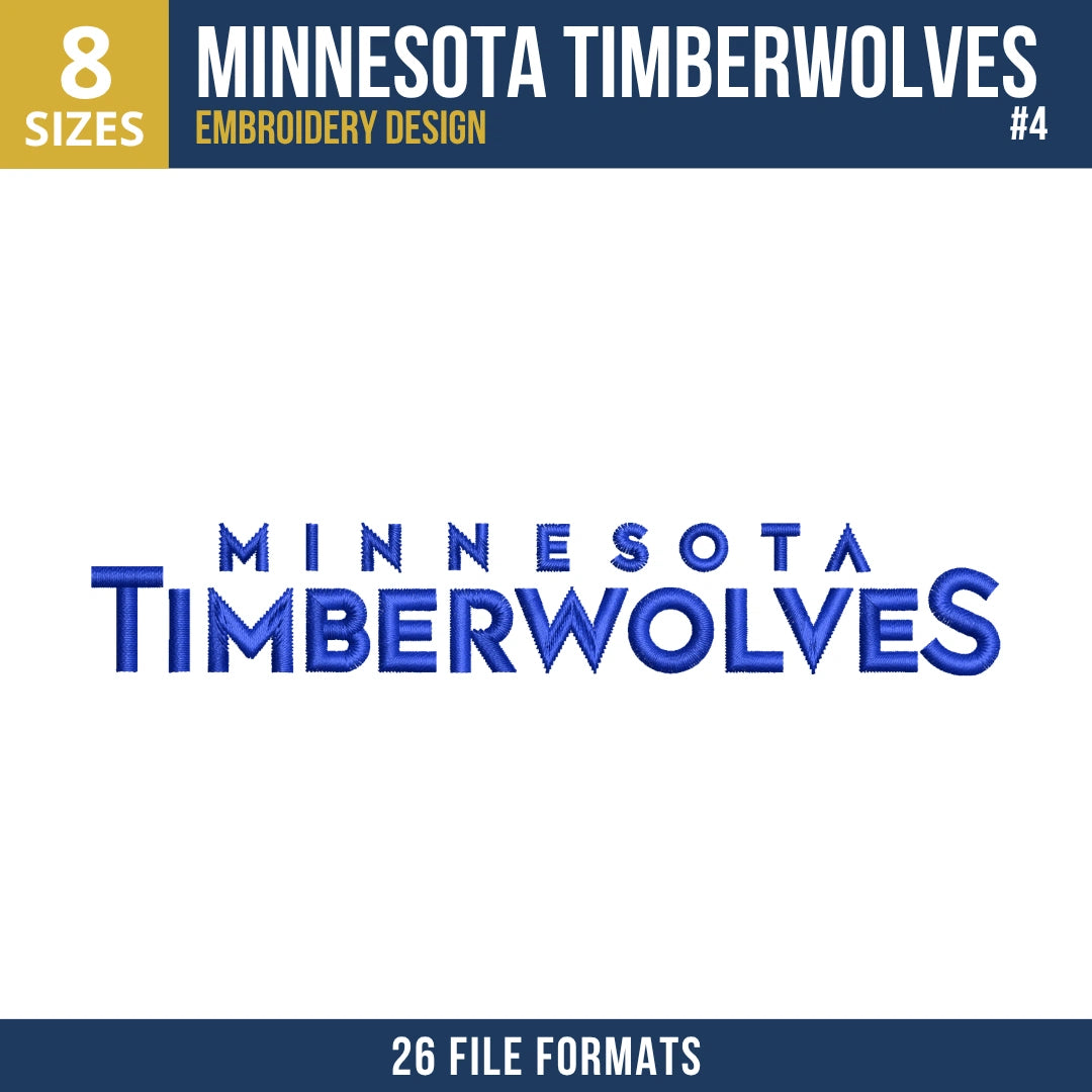 Minnesota Timberwolves Embroidery Design Bundle | 7 NBA Logo Files