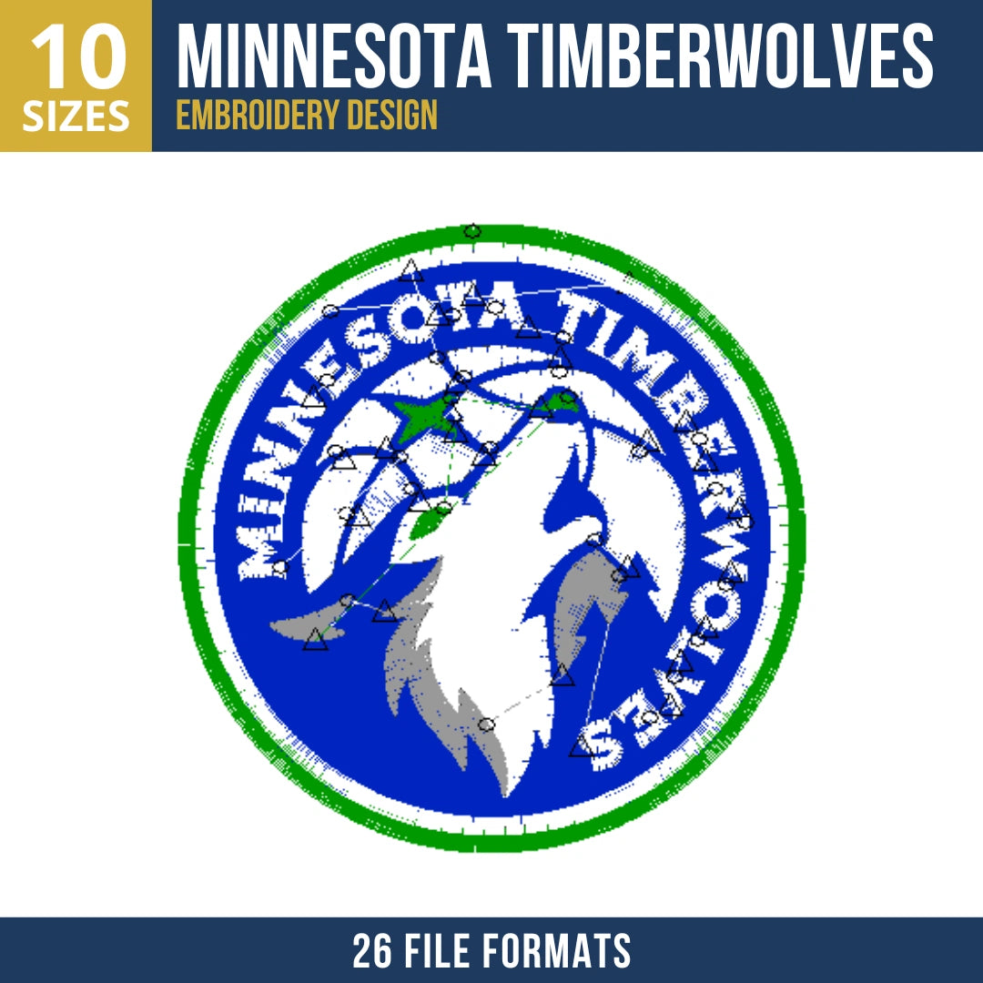 Minnesota Timberwolves Howling Wolf Badge Embroidery Design