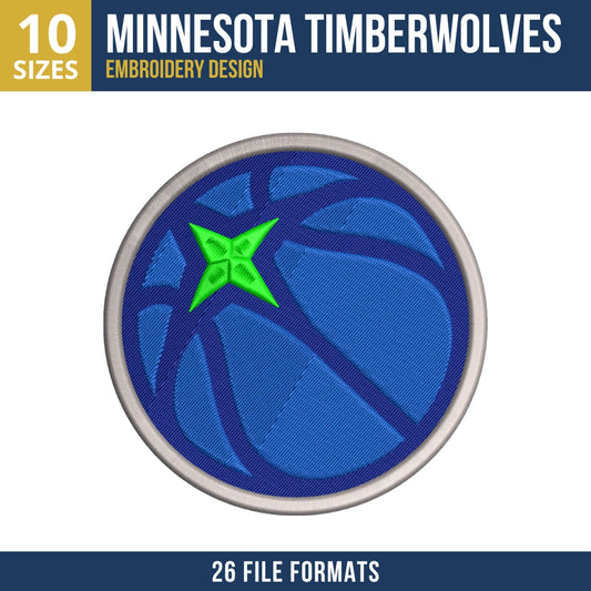 Minnesota Timberwolves Star Basketball Embroidery Design