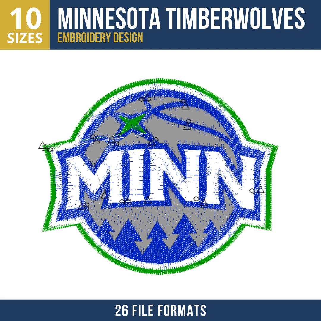 Minnesota Timberwolves MINN Shield Badge Embroidery Design